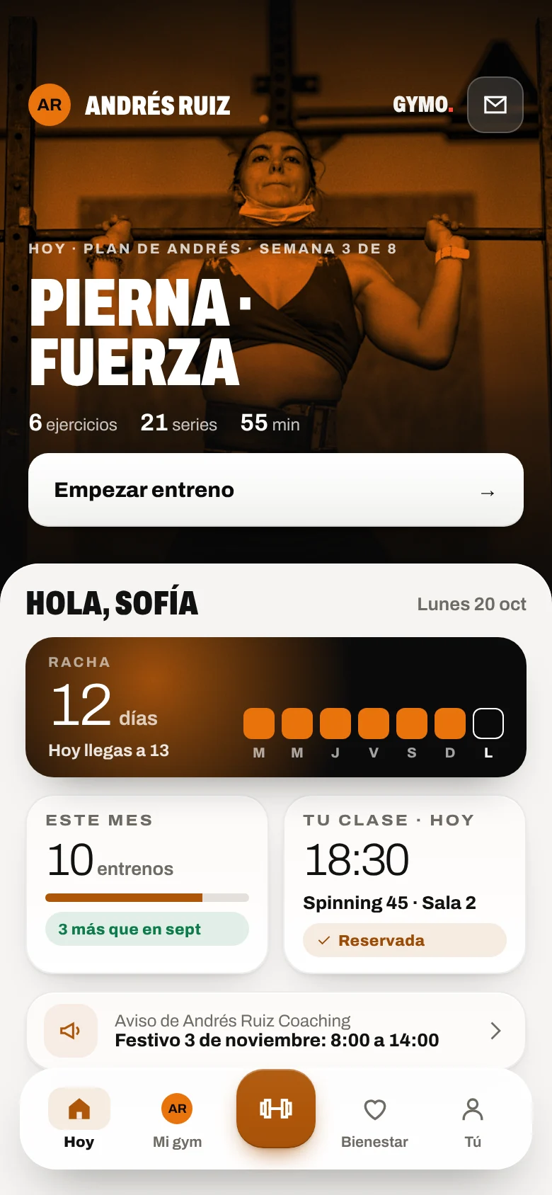 La app del socio con la marca de Andrés Ruiz Coaching